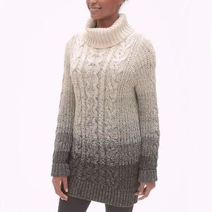 Gap Neutral Cable-Knit Turtleneck Tunic Sweater Marled Beige Women’s XS
